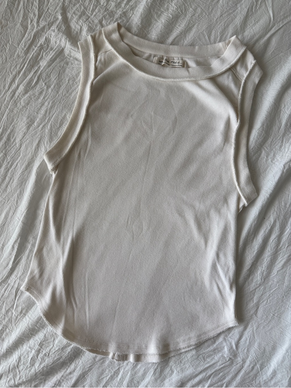 WE THE FREE FREE PEOPLE Kate Tank Ivory Ribbed Bohemian Classic Basic White Top - Picture 3 of 6